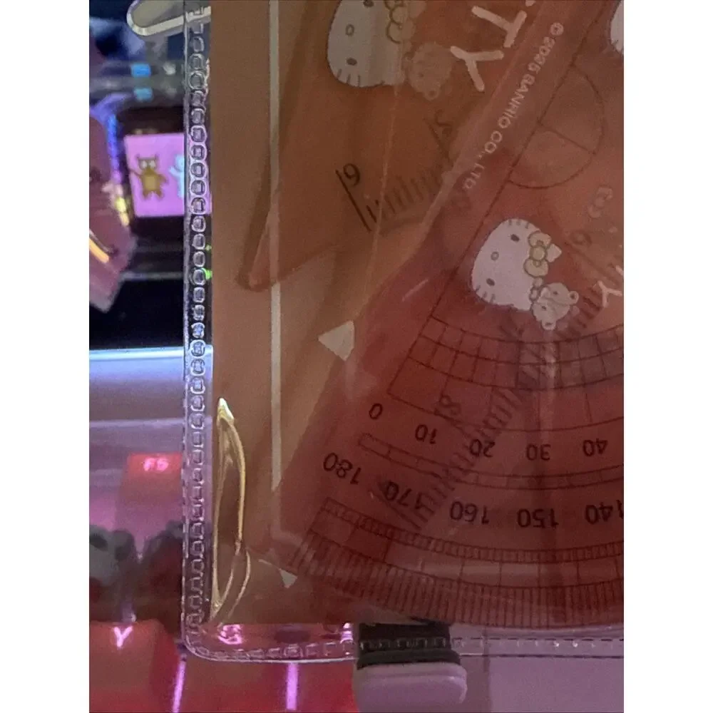 Sanrio Hello Kitty Geometry Set Ruler Triangle Protractor 2025 4 Pc Acrylic cm